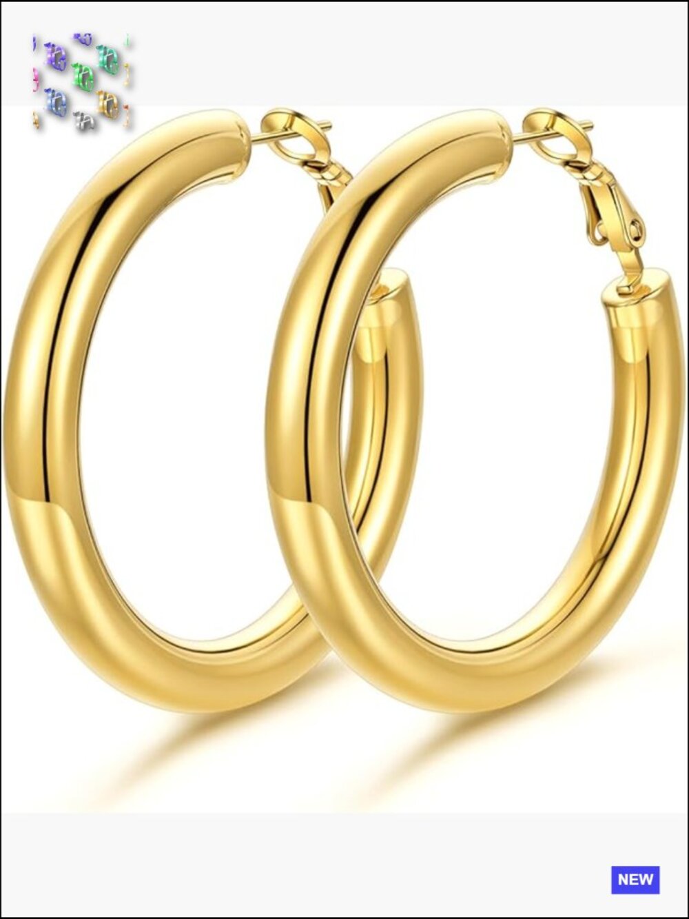 Chunky Hoop Earrings Stainless Steel Surgical Steel Hypoallergenic Gold 40mm
